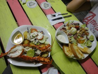 Verdientes Abendessen in Caye Caulker Verdientes Abendessen in Caye Caulker
