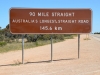 längste, geradeste Strecke von Australien, 145 Kilometer!